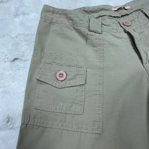 🔥Vintage Y2K Forever 21 Made in USA Low Rise Flare Wide Leg Khaki Pants Women M - Picture 8 of 16
